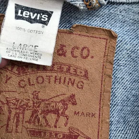 VINTAGE LEVIS MENS TRUCKER JACKET SCREEN PRINT WHITE TIGER LARGE